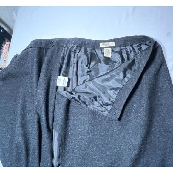 Vintage Eddie Bauer Recycled Wool Maxi Wrap Skirt Charcoal Gray Fall 6 - Picture 8 of 12
